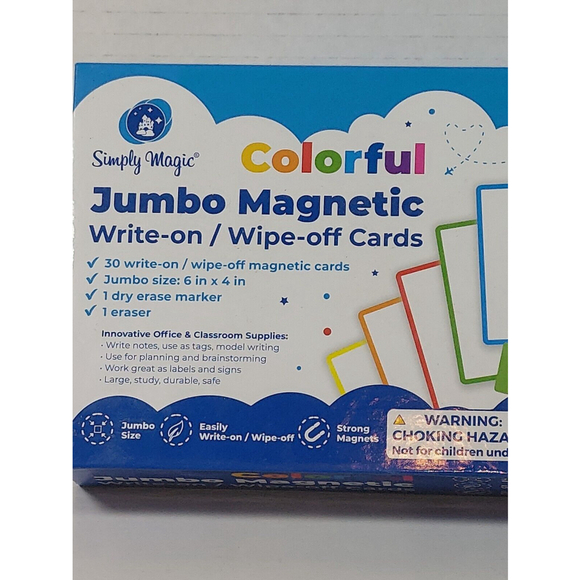 30 Jumbo Magnetic Write-on Wipe-off Cards 6 x 4in Dry Erase Labels Marker Eraser - Picture 2 of 7